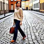 Everyday Elegance**

A woman in her late 20s, fully clothed in a modest, beige knitted sweater and dark wash jeans, carrying a cognac-colored Chloé Marcie bag. She is walking down a cobblestone street in Gamla Stan, Stockholm. Soft, natural light. Safe for work. Appropriate content. Professional. Perfect anatomy, correct proportions, natural pose, well-formed hands, proper finger count, natural body proportions.

**