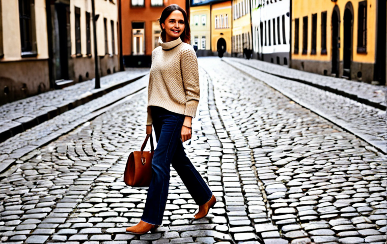 Everyday Elegance**

A woman in her late 20s, fully clothed in a modest, beige knitted sweater and dark wash jeans, carrying a cognac-colored Chloé Marcie bag. She is walking down a cobblestone street in Gamla Stan, Stockholm. Soft, natural light. Safe for work. Appropriate content. Professional. Perfect anatomy, correct proportions, natural pose, well-formed hands, proper finger count, natural body proportions.

**